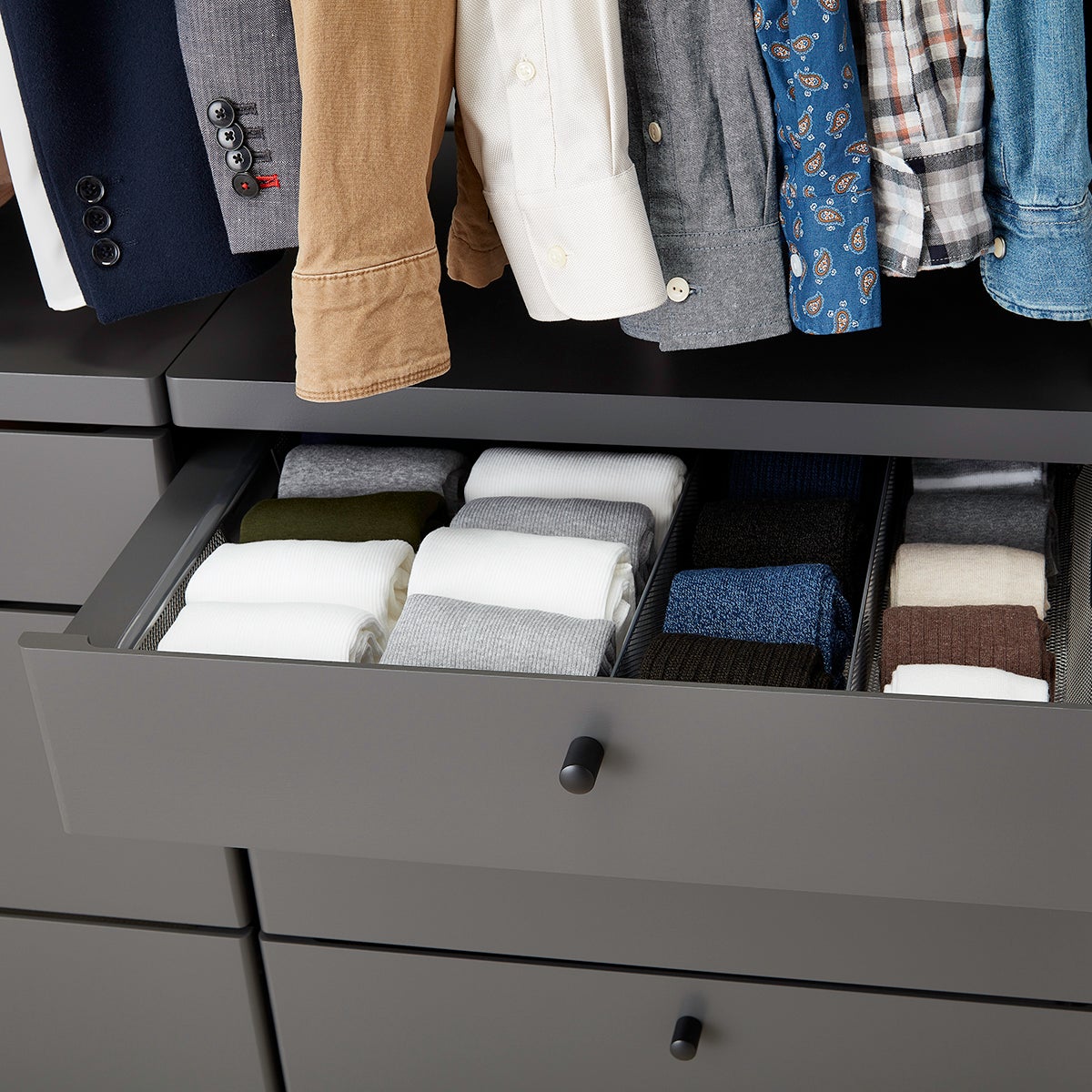 Elfa Décor 8' Grey & Platinum ReachIn Closet The Container Store